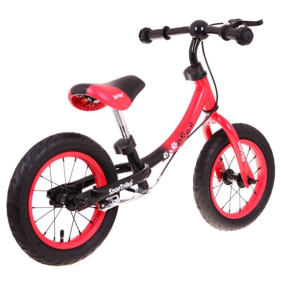 Tasakaaluratas punane pidurite ja täispuhutavate ratastega Sport Trike