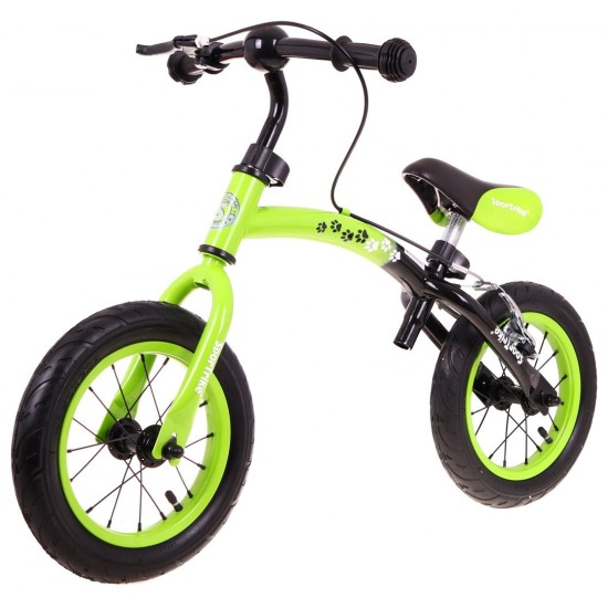 Tasakaaluratas roheline pidurite ja täispuhutavate ratastega Sport Trike