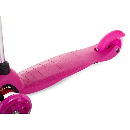 Kolmerattaline tõukeratas kahe lenksuga ja korviga 3in1 roosa