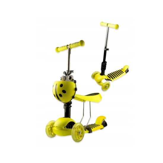 Kolmerattaline roller istmega 3in1 lepatriinu kollane