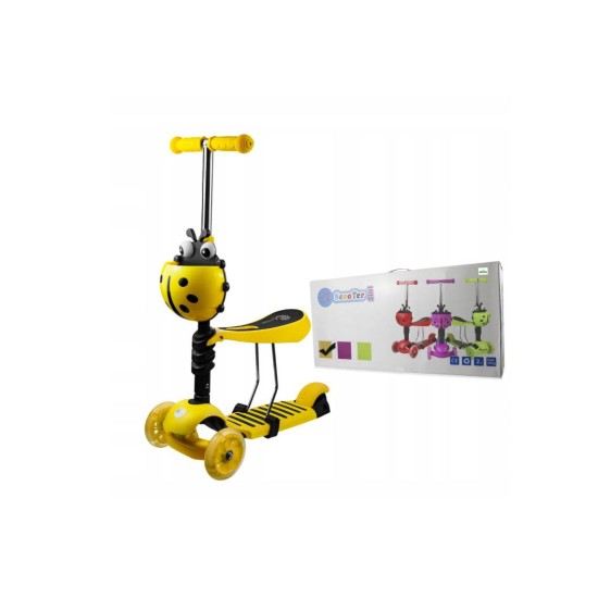Kolmerattaline roller istmega 3in1 lepatriinu kollane