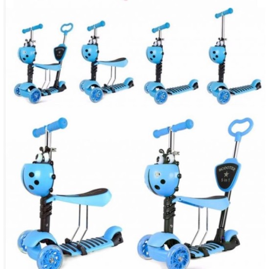 Kolmerattaline roller istmega 5in1 lepatriinuroheline