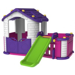 Vaikiška žaidimų aikštelė  3*1 su violetiniu stogu