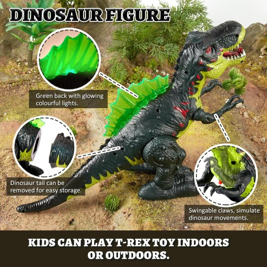 Interaktiivne dinosaurus helendab, möirgab, kõnnib, hingab auru