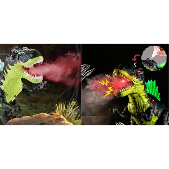 Interaktiivne dinosaurus helendab, möirgab, kõnnib, hingab auru