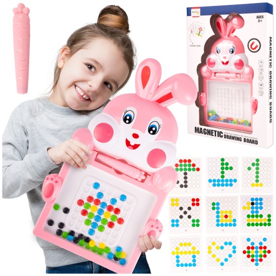 Montessori laste magnettahvel "Magpad", Rabbit Pink, 30 cm.