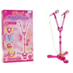 Dvigubas vaikiškas mikrofonas su stovu - karaokė Shiny