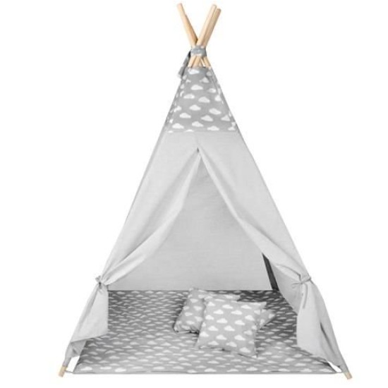 Mängutelk tipi WIGWAM pehme mati ja 3 padjaga Hall
