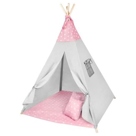 Mängi telk tipi WIGWAM pehme mati ja 3 padjaga Rose