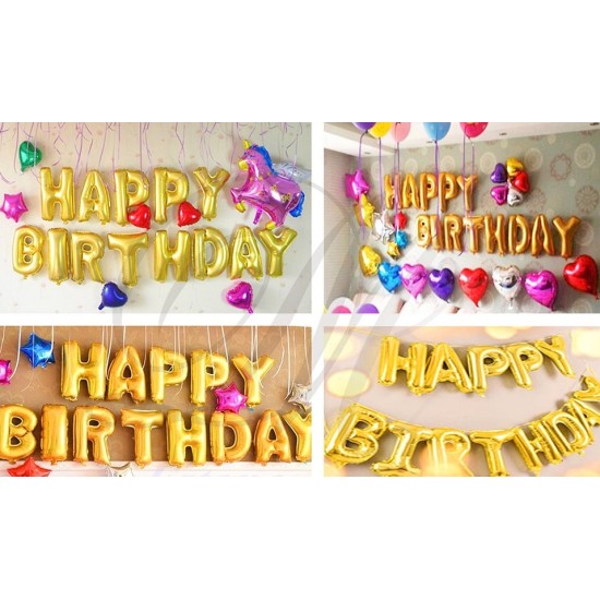 Folinis balionas "Happy Birthday", auksinis