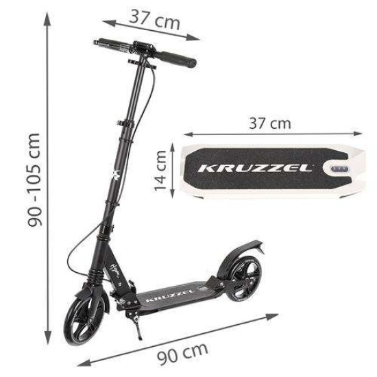 KRUZZEL tõukeratas suure 20 cm. rattad, ketaspidurid ja amortisaatorid "must"