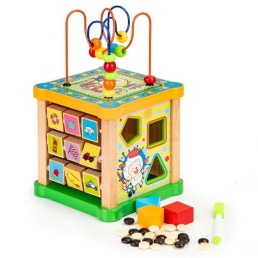 Ergoterapinis medinis lavinamasis kubas - labirintas ECO TOYS 5in1 