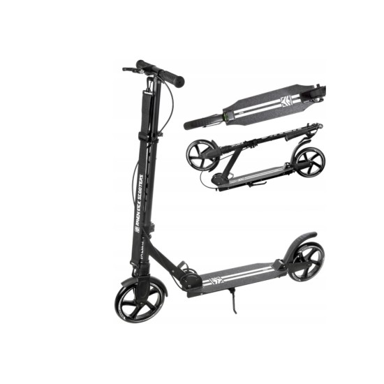 Alumiiniumist tõukeratas RAVEN STRAIGHT BLACK PRO suure 20 cm. rattad käsipidur ja esivedrustus