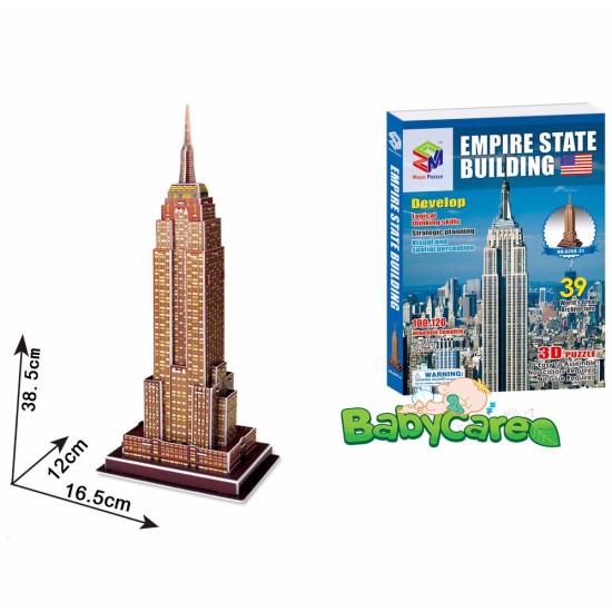 3D-puzzle, pusle The Empire State, 102-korruseline art deco stiilis pilvelõhkuja New Yorgis