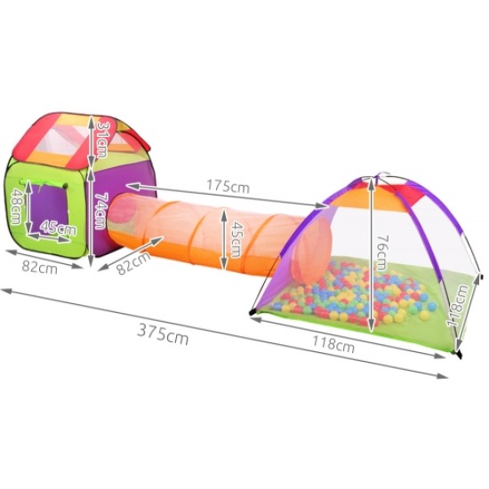 Tunneltelk 375 cm. 3*1 200 palliga