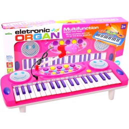 Pianinas sintezatorius su mikrofonu ir 37 klavišais - rožinis