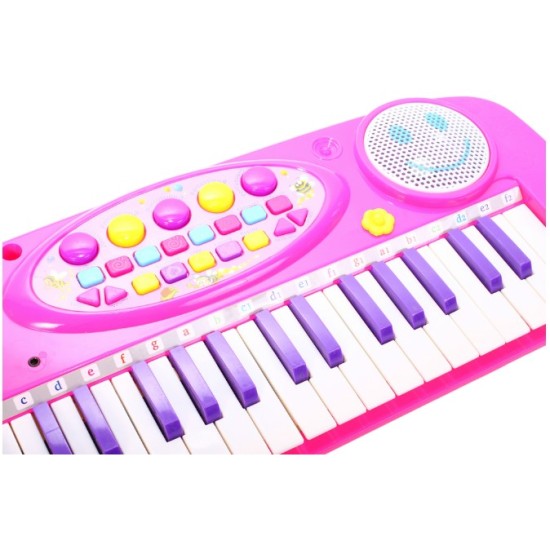 Pianinas sintezatorius su mikrofonu ir 37 klavišais - rožinis