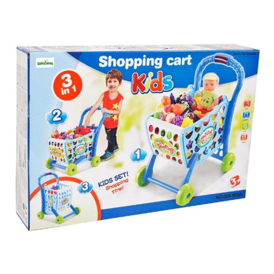 Mänguasjade ostukorv ostudega "Supermarket" 3in1