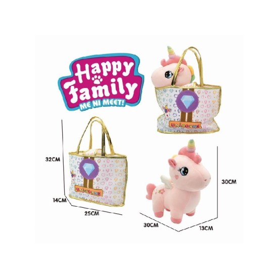 Pehme mänguasi Palus ükssarvik käekotiga Happy Family