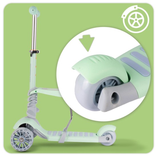 Kolmerattaline istmega roller, 3in1, Mint